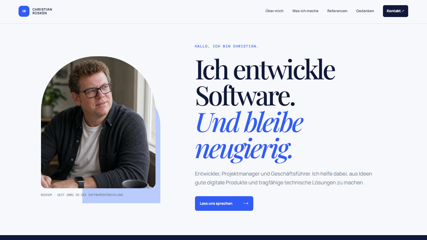 Startseite von christian-ruesken.de nach dem Relaunch